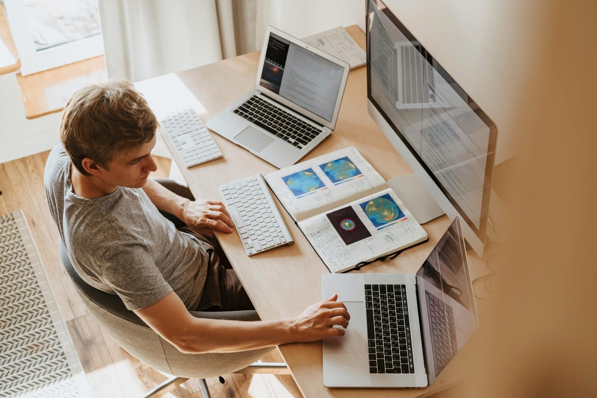 working from home in a home office